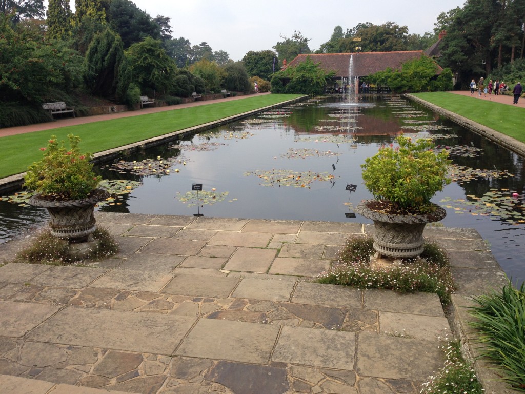 The view from the main house and entrance across the lily pond into the gardens